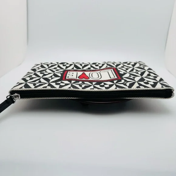 Brighton LOVE Zip Pouch Black White Geometric Canvas 9x5.5 - Picture 9 of 11